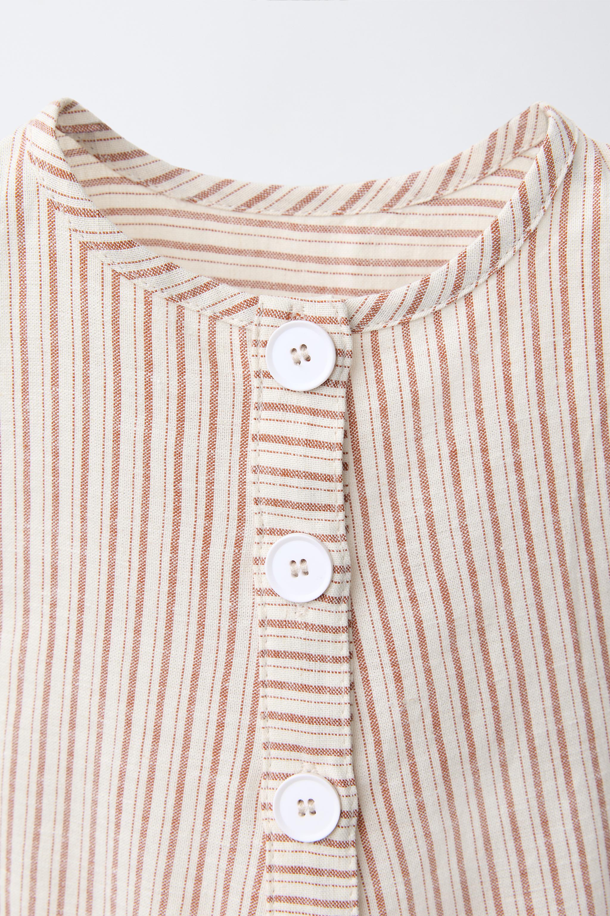 LONG STRIPED OVERALLS WITH COTTON AND LINEN